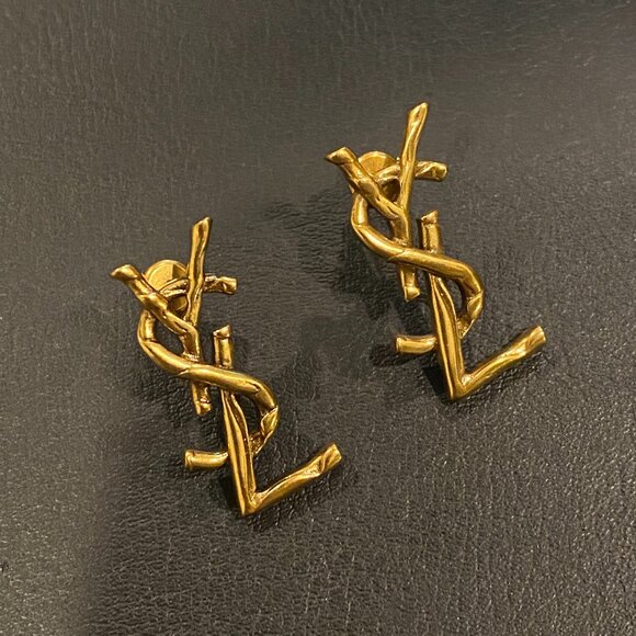 Saint Laurent Jewelry - Vintage Saint Laurent YSL Logo Stud Earrings